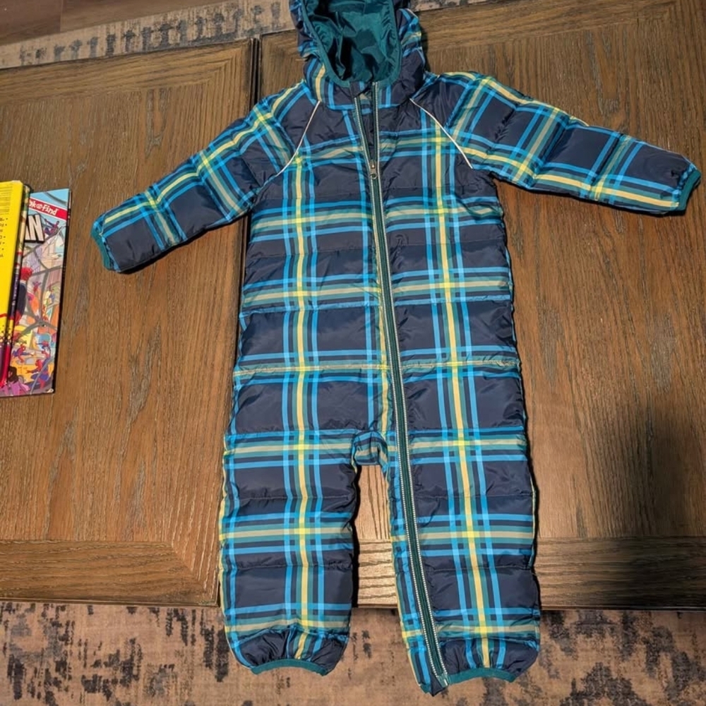 18-24 Months Hanna Andersson Blue and Green Plaid Snowsuit